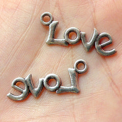 CLEARANCE Love Charms (10pcs) (26mm x 11mm / Tibetan Silver) Metal Findings Pendant Bracelet Earrings Zipper Pulls Keychains CHM096