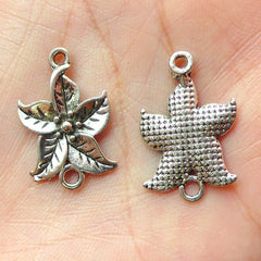 Flower Lily Charms (10pcs) (14mm x 21mm / Tibetan Silver) Metal Findings Pendant Bracelet Earrings Zipper Pulls Keychains CHM104