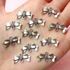 Ribbon Charms / Connectors (8pcs) (20mm x 10mm / Tibetan Silver) Metal Findings Pendant Bracelet Earrings Zipper Pulls Keychains CHM100