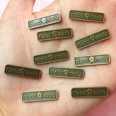 Handmade Label Metal Cabochon (Antique Bronze / 22mm x 6mm) (10pcs) Scrapbooking Decoration Decoden Supplies Jewelry Making Packaging CAB242