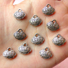 Chinese Key Charms (10pcs) (12mm x 10mm / Tibetan Silver / 2 Sided) Metal Findings Pendant Bracelet Earrings Zipper Pulls Keychains CHM111