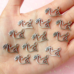 Peace Dove Charms (12pcs) (19mm x 13mm / Tibetan Silver) Bird Charms Pendant Bracelet Earrings Zipper Pulls Keychain CHM119