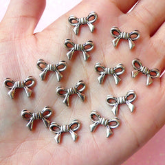 Ribbon Beads (12 pcs) (10mm x 14mm / Tibetan Silver / 2 Sided) Metal Beads Finding Pendant Bracelet Earrings Bookmark Keychains CHM161