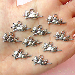 CLEARANCE Sleeping Cat / Lazy Cat Charms (10pcs) (20mm x 10mm / Tibetan Silver) Metal Findings Pendant Bracelet Earrings Zipper Pulls Keychain CHM124