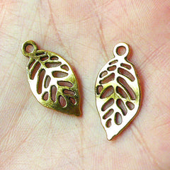 CLEARANCE Leaf Charms (12pcs) (23mm x 11mm / Antique Gold / 2 Sided) Metal Findings Pendant Bracelet Earrings Zipper Pulls Bookmarks Keychain CHM138