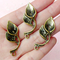 CLEARANCE Flower Lily Charms (3pcs) (16mm x 38mm / Antique Bronze) Metal Findings Pendant Bracelet Earrings Zipper Pulls Keychains CHM140