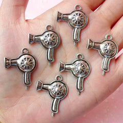 CLEARANCE Hair Dryer Charms Hairdresser Blow Dryer Charm (6pcs) (21mm x 27mm / Tibetan Silver) Pendant Bracelet Earrings Zipper Pulls Keychains CHM157