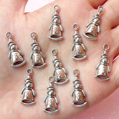 Snowman Charms (10pcs) (9mm x 22mm / Tibetan Silver) Christmas Metal Findings Pendant Bracelet Earrings Bookmark Keychains CHM170