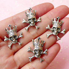 CLEARANCE Skeleton Charms Skull Charm w/ Cross (4pcs) (18mm x 22mm / Tibetan Silver) Pendant Bracelet Earrings Zipper Pulls Bookmarks Keychains CHM171