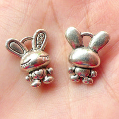 CLEARANCE Rabbit / Bunny Charms (4pcs) (14mm x 17mm / Tibetan Silver) Metal Finding Pendant Bracelet Earrings Zipper Pulls Bookmarks Key Chains CHM189