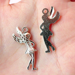 Fay Charms / Fairy Charm / Faery Charm (3pcs) (13mm x 30mm / Silver) Metal Findings Pendant Bracelet Zipper Pulls Bookmarks Keychains CHM208