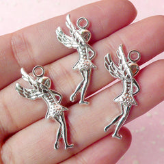 Fay Charms / Fairy Charm / Faery Charm (3pcs) (13mm x 30mm / Silver) Metal Findings Pendant Bracelet Zipper Pulls Bookmarks Keychains CHM208