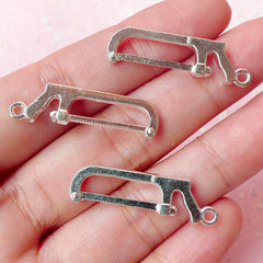 Hacksaw Charms Saw Charm (3pcs) (9mm x 30mm / Silver / 2 Sided) Findings Pendant Bracelet Earrings Zipper Pulls Bookmarks Keychains CHM210