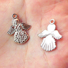 Angel Charms (3pcs) (17mm x 22mm / Silver / 2 Sided) Metal Findings Pendant Bracelet Earrings Zipper Pulls Bookmarks Keychains CHM216