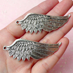 CLEARANCE Wing Charms (2pcs) (56mm x 22mm / Tibetan Silver) Metal Findings Pendant Bracelet Earrings Zipper Pulls Keychain CHM223