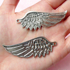 CLEARANCE Wing Charms (2pcs) (56mm x 22mm / Tibetan Silver) Metal Findings Pendant Bracelet Earrings Zipper Pulls Keychain CHM223