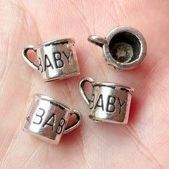 CLEARANCE Miniature Cup / Mug Charms (4pcs) (8mm x 12mm / Tibetan Silver) Metal Findings Pendant Bracelet Earrings Zipper Pulls Keychains CHM234