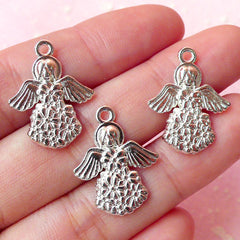 Angel Charms (3pcs) (17mm x 22mm / Silver / 2 Sided) Metal Findings Pendant Bracelet Earrings Zipper Pulls Bookmarks Keychains CHM216