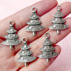 CLEARANCE Christmas Tree Charms (5pcs) (18mm x 26mm / Tibetan Silver) Metal Findings Pendant Bracelet Earrings Bookmark Keychains CHM245