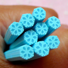 Snowflakes Polymer Clay Cane (Blue) Snow Flakes Fimo for Miniature Food / Dessert / Cake / Ice Cream Sundae Decoration and Nail Art CCH24