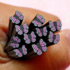 Black & Purple Butterfly Polymer Clay Cane Insect Fimo Cane Nail Art Nail Decoration Earring Making Scrapbooking Miniature Sweets Deco CBT46