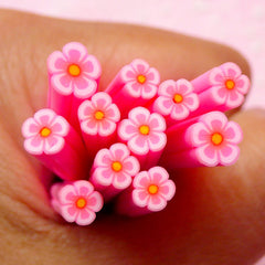 Pink Flower Polymer Clay Cane Floral Fimo Cane Nail Art Nail Decoration Scrapbooking Earrings Making Miniature Sweets Deco CFW069