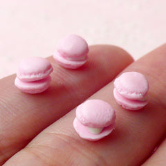 Tiny Macaron Cabochon Set (4pcs / Pink / 6mm) Kawaii Miniature Sweets NAIL ART Nail Decoration Earrings Making NAC084