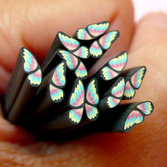 Colorful Butterfly (Half) Polymer Clay Cane Insect Fimo Cane Faux Miniature Cupcake Topper Nail Art Nail Decoration CBTH8
