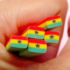 Ghana Flag Polymer Clay Cane Ghanaian Flag Fimo Cane World Flag Cane African Cane (Cane or Slices) Nail Deco Scrapbook Embellishment CE060