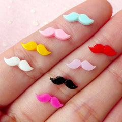 Tiny Mustache Cabochon Mix (8pcs) (12mm x 4mm) Fake Miniature Cupcake Topper Kawaii Nail Art Nail Decoration Scrapbooking NAC093