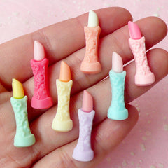 Lipstick Cabochon (7pcs / 27mm x 8mm / Pastel Color) Beauty Cabochon Scrapbooking Decoden Kawaii Cell Phone Deco Colorful CAB251