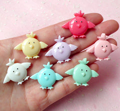 Chicken Cabochon Mix (7pcs / 29mm x 24mm / Pastel Color) Kawaii Animal Cabochon Decoden Supplies DIY Cell Phone Deco Scrapbooking CAB260