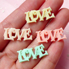 Love Cabochon Set (4pcs / 23mm x 10mm / Pastel Color) Kawaii Valentine Cabochon Decoden DIY Cell Phone Deco Scrapbooking CAB266