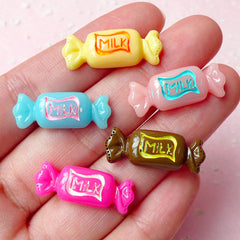 Kawaii Resin Cabochon / Bowtie Bow Tie Taffy Candy Cabochon (5pcs / 24mm x 9mm / Colorful Mix) Fake Sweets Deco Decoden Phone Case FCAB124