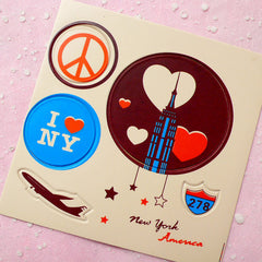 Travel Leather Sticker Set (New York USA) Suitcase Luggage Cell Phone Deco Scrapbooking Packaging Party Diary Deco Collage Home Decor S105