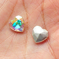 Heart Shaped Tip End Rhinestones (8mm / AB Clear / 5 pcs) Wedding Jewelry Making Kawaii Cell Phone Deco Decoden Supplies RHE066
