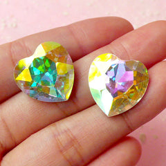 Heart Shaped Tip End Rhinestones (18mm / AB Clear / 2 pcs) Wedding Jewelry Making Kawaii Cell Phone Deco Decoden Supplies RHE071