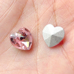 Heart Shaped Tip Top Tip End Rhinestones (10mm / Pink / 5 pcs) Wedding Jewelry Making Kawaii Cell Phone Deco Decoden Supplies RHE065