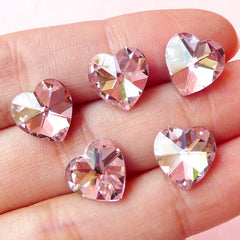 Heart Shaped Tip Top Tip End Rhinestones (10mm / Pink / 5 pcs) Wedding Jewelry Making Kawaii Cell Phone Deco Decoden Supplies RHE065