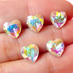 Heart Shaped Tip End Rhinestones (8mm / AB Clear / 5 pcs) Wedding Jewelry Making Kawaii Cell Phone Deco Decoden Supplies RHE066