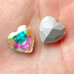 DEFECT Heart Shaped Tip End Rhinestones (14mm / AB Clear / 4 pcs) Wedding Jewelry Making Kawaii Cell Phone Deco Decoden Supplies RHE069