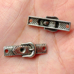 Belt Charms Connector (5pcs) (24mm x 9mm / Tibetan Silver) Pendant Bracelet Making Earrings Zipper Pulls Bookmarks Key Chains CHM282