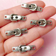 Belt Charms Connector (5pcs) (24mm x 9mm / Tibetan Silver) Pendant Bracelet Making Earrings Zipper Pulls Bookmarks Key Chains CHM282