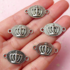 Crown Charms Connector (5pcs) (24mm x 12mm / Tibetan Silver) Metal Finding Pendant Bracelet Earrings Zipper Pulls Bookmarks Keychains CHM270