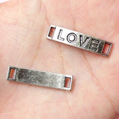 Love Charms Connector (3pcs) (28mm x 7mm / Tibetan Silver) Metal Findings Pendant Bracelet Earrings Zipper Pulls Keychains CHM275