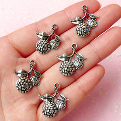Melon Charm Lychee Charms (5pcs) (19mm x 21mm / Tibetan Silver) Kawaii Fruit Charms Pendant Bracelet Earrings Zipper Pulls Keychains CHM276