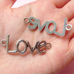 Love Charms Connector (3pcs) (41mm x 16mm / Tibetan Silver) Metal Findings Pendant Bracelet Making Earrings Zipper Pulls Keychains CHM292