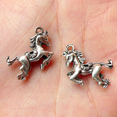 3D Horse Charms (3pcs) (19mm x 15mm / Tibetan Silver / 2 Sided) Animal Pendant Bracelet Earrings Zipper Pulls Bookmark Keychains CHM309