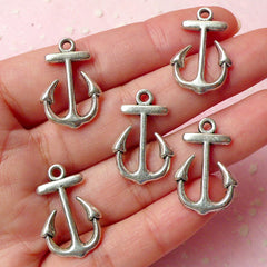 Anchor Charms Nautical Charms (5pcs) (16mm x 23mm / Tibetan Silver / 2 Sided) Bracelet Earrings Zipper Pulls Bookmarks Key Chains CHM333
