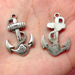 CLEARANCE Anchor Charms Nautical Charms (4pcs) (19mm x 29mm / Tibetan Silver) Pendant Bracelet Earrings Zipper Pulls Bookmarks Key Chains CHM334